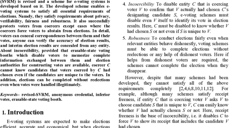 An Incoercible E-Voting Scheme Based on Revised Simplified Verifiable   Re-encryption Mix-nets