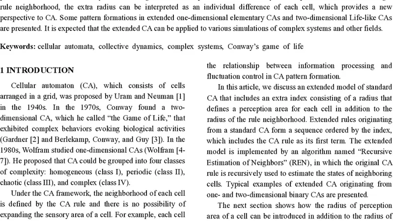 Extension of cellular automata by introducing an algorithm of recursive   estimation of neighbors