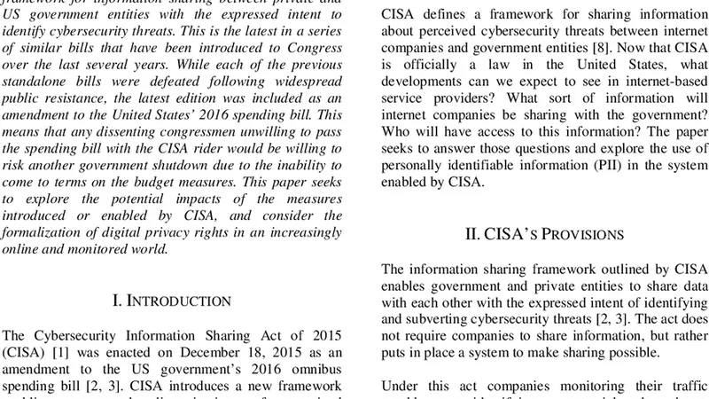 A Survey of Digital Privacy Rights Under CISA