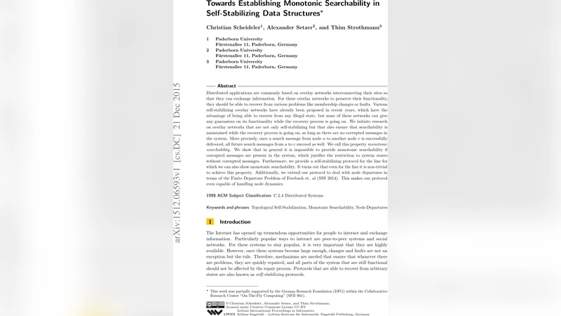 Towards Establishing Monotonic Searchability in Self-Stabilizing Data   Structures (full version)