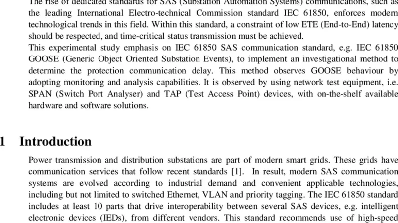 Evaluation of Time-Critical Communications for IEC 61850-Substation   Network Architecture