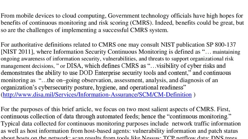 Towards Approaches to Continuous Assessment of Cyber Risk in Security of   Computer Networks