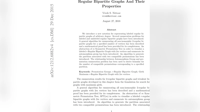 Regular Bipartite Graphs And Their Properties