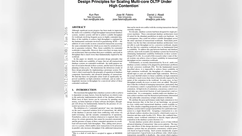 Design Principles for Scaling Multi-core OLTP Under High Contention