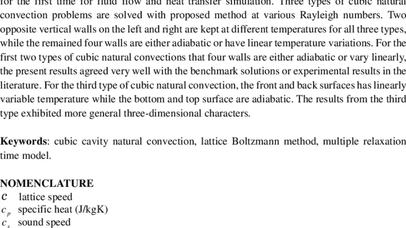 Lattice Boltzmann Method Simulation of 3-D Natural Convection with   Double MRT Model