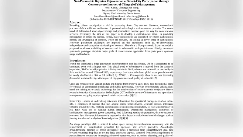 Non-Parametric Bayesian Rejuvenation of Smart-City Participation through   Context-aware Internet-of-Things (IoT) Management