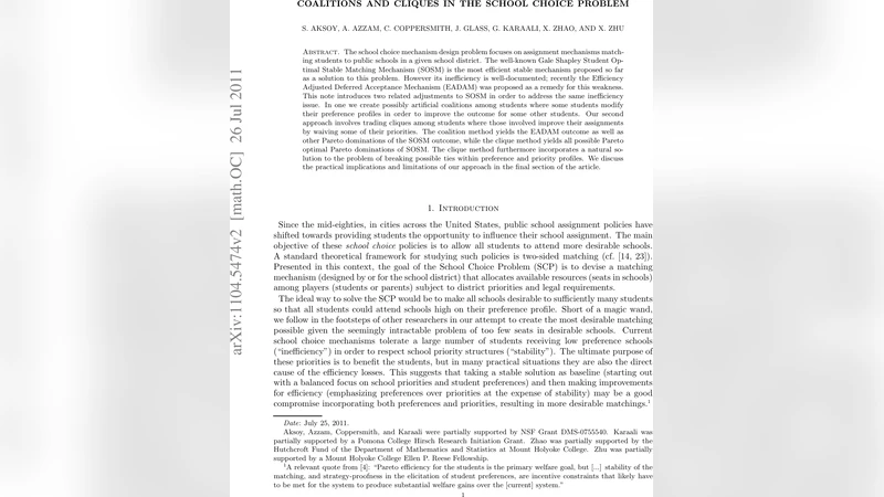 Coalitions and Cliques in the School Choice Problem