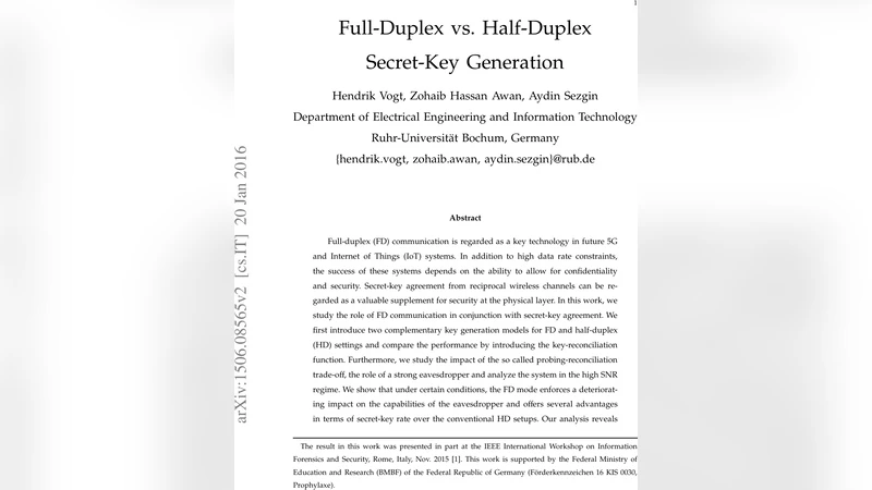 Full-Duplex vs. Half-Duplex Secret-Key Generation