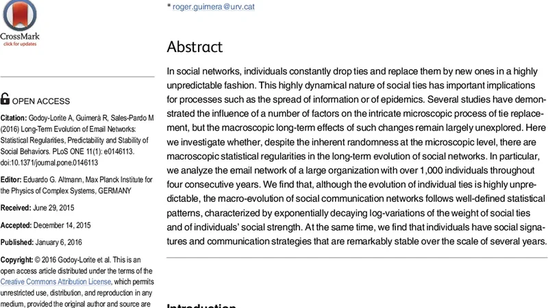 Long-term evolution of email networks: Statistical regularities,   predictability and stability of social behaviors
