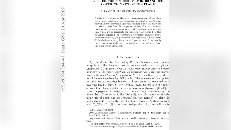 A fixed point theorem for branched covering maps of the plane