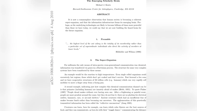 The Emerging Scholarly Brain