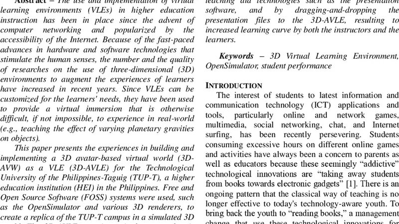 Experiences in Implementing an ICT-Augmented Reality as an Immersive   Learning System for a Philippine HEI