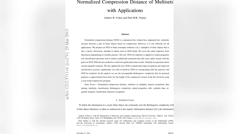 Normalized Compression Distance of Multisets with Applications