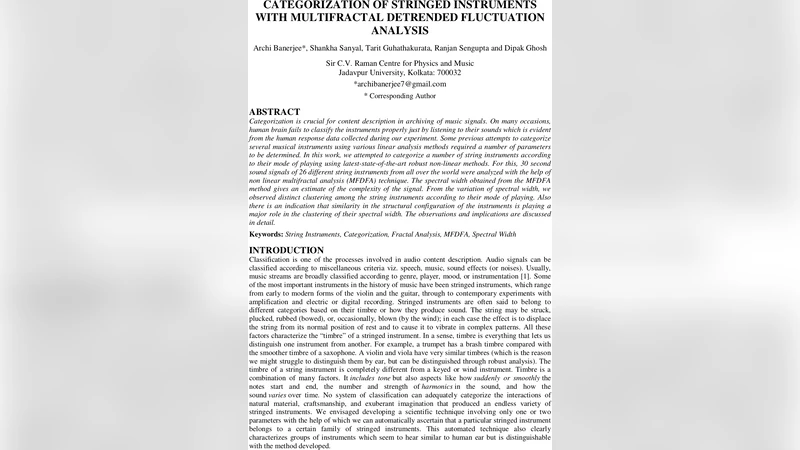 Categorization of Stringed Instruments with Multifractal Detrended   Fluctuation Analysis