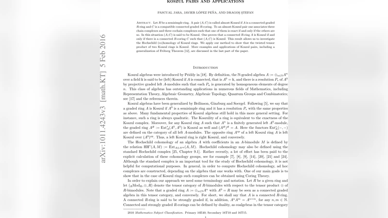 Koszul pairs and applications