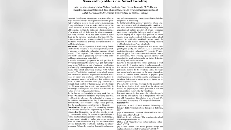 Secure and Dependable Virtual Network Embedding