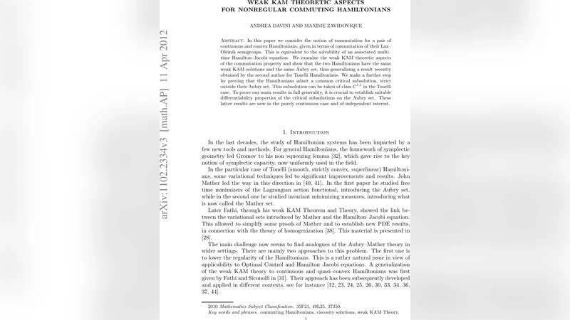 Weak KAM theoretic aspects for nonregular commuting Hamiltonians