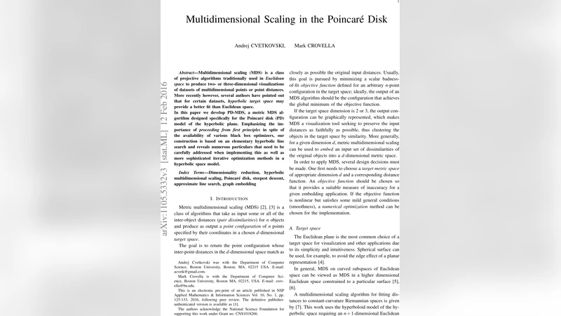 Multidimensional Scaling in the Poincare Disk