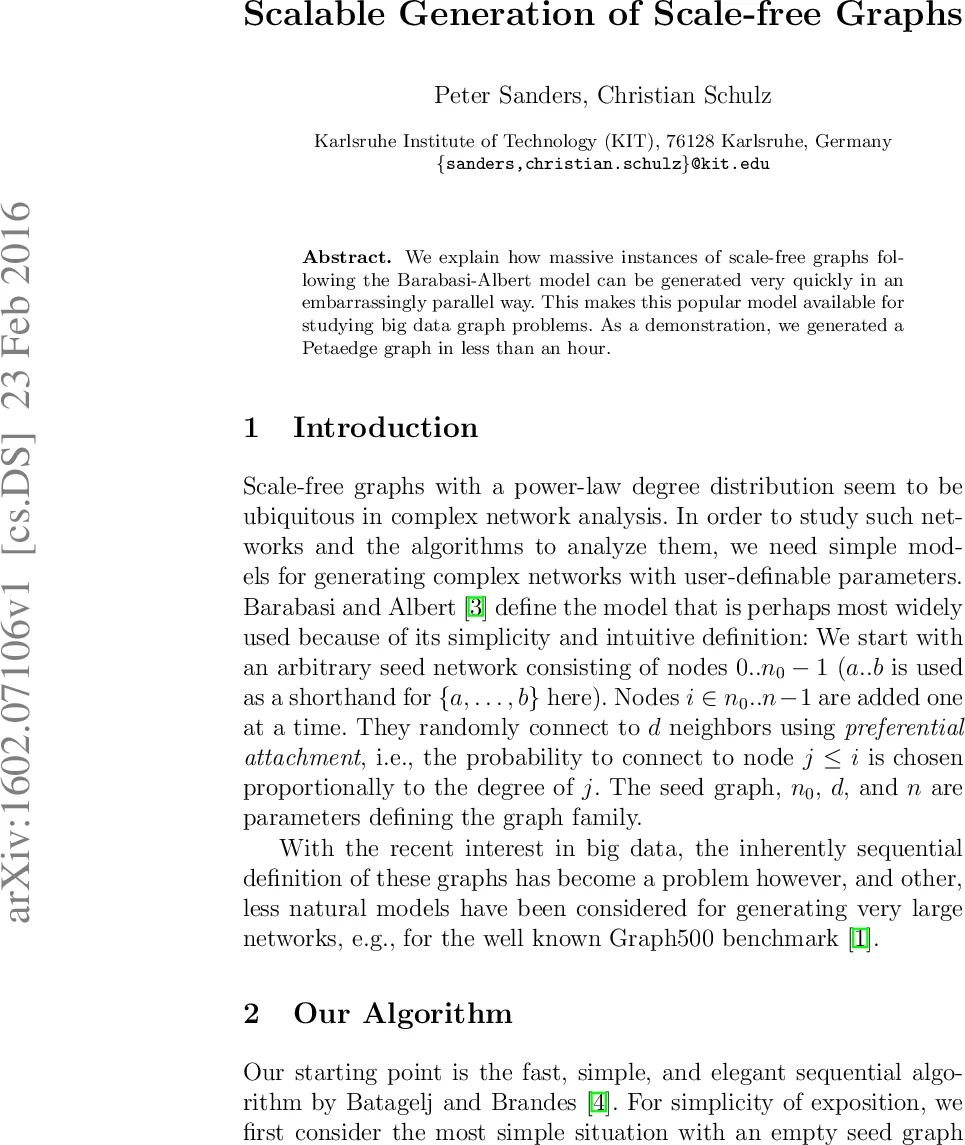 Scalable Generation of Scale-free Graphs