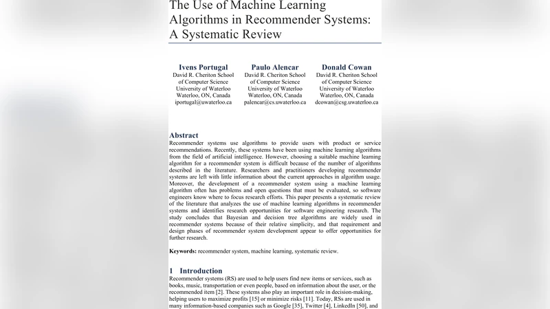 The Use of Machine Learning Algorithms in Recommender Systems: A   Systematic Review