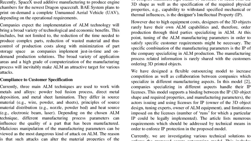 Towards Security of Additive Layer Manufacturing