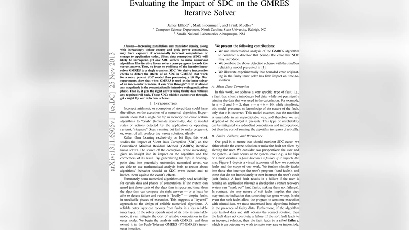Evaluating the Impact of SDC on the GMRES Iterative Solver