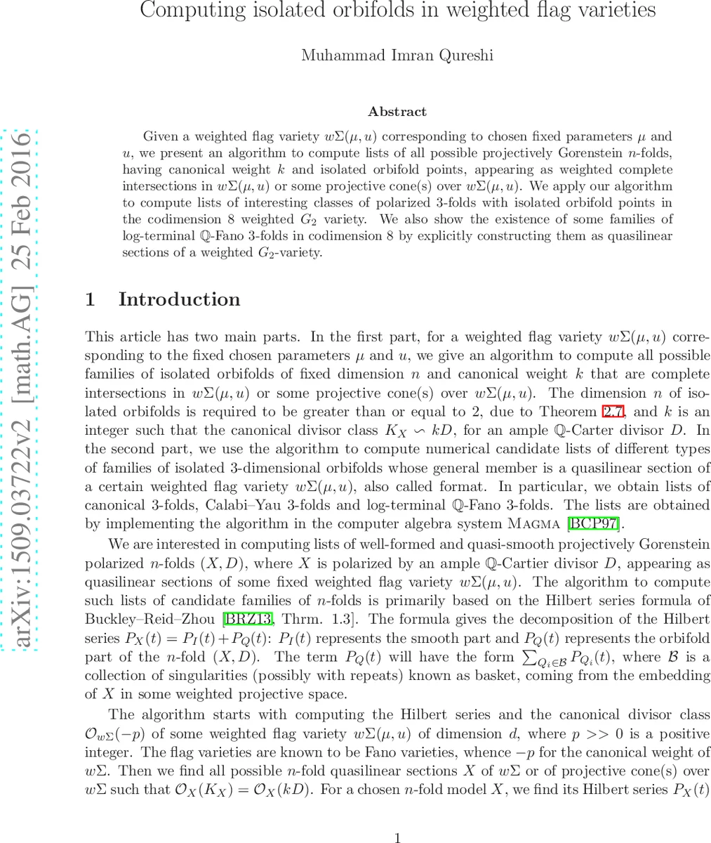 Computing isolated orbifolds in weighted flag varieties