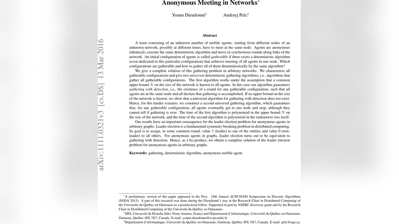 Anonymous Meeting in Networks