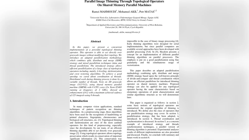 Parallel image thinning through topological operators on shared memory   parallel machines