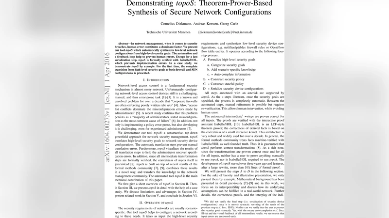 Demonstrating topoS: Theorem-Prover-Based Synthesis of Secure Network   Configurations