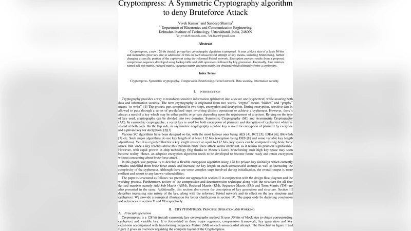 Cryptompress: A Symmetric Cryptography algorithm to deny Bruteforce   Attack