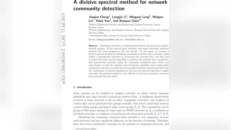 A divisive spectral method for network community detection