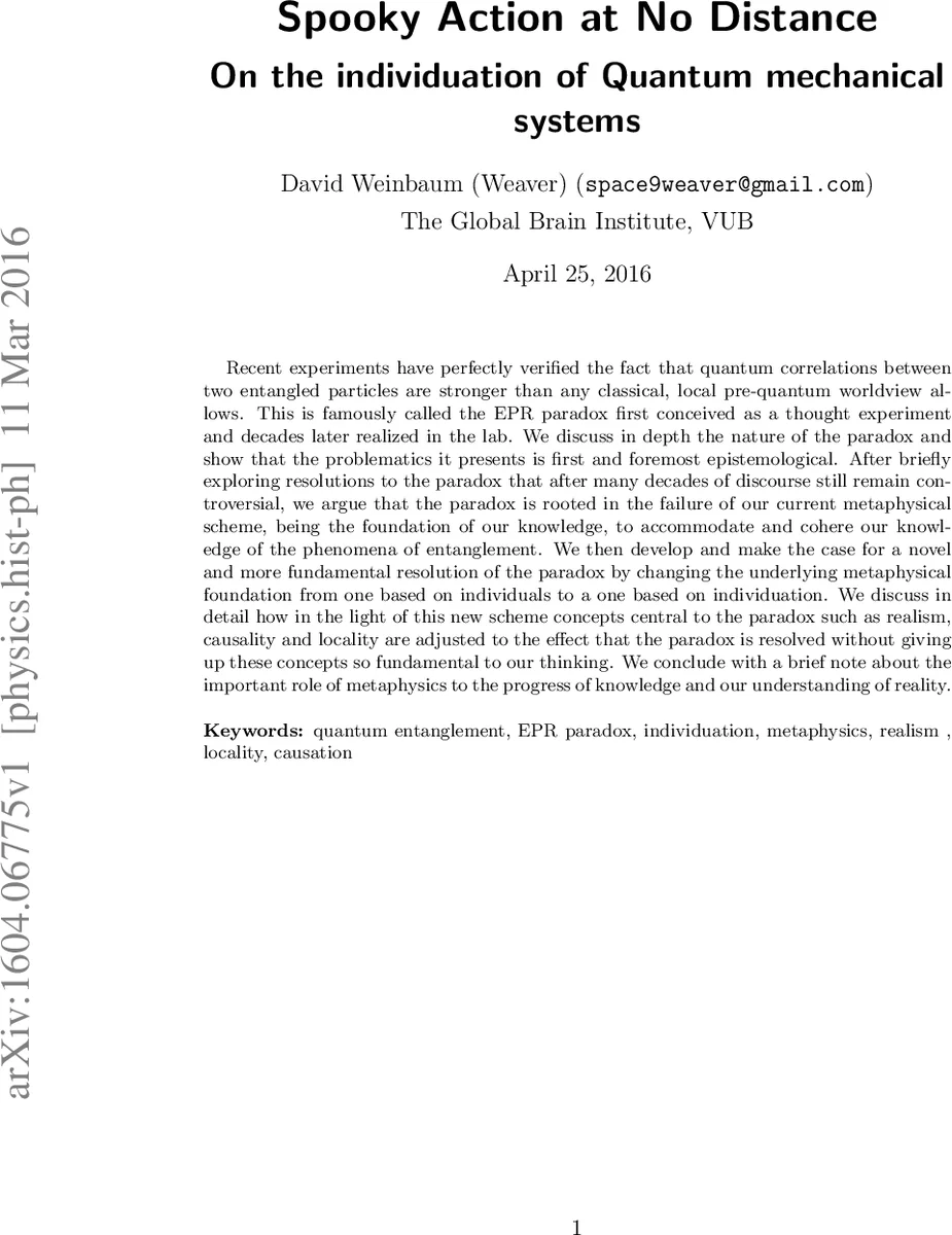 Spooky Action at No Distance: On the individuation of quantum mechanical   systems