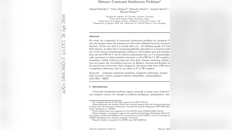 Distance Constraint Satisfaction Problems