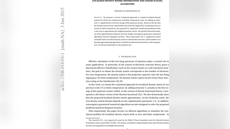 Localized density matrix minimization and linear scaling algorithms
