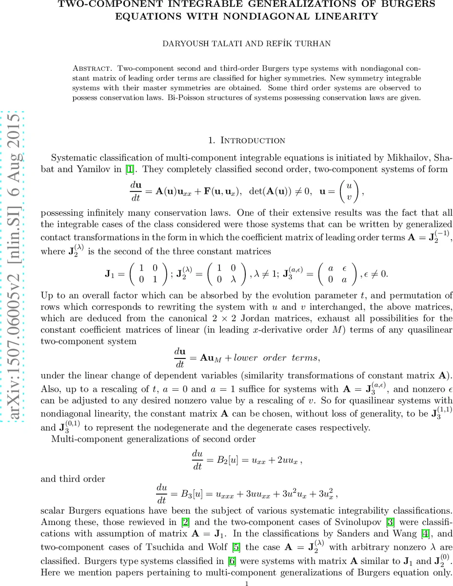 Two-component integrable generalizations of Burgers equations with   nondiagonal linearity