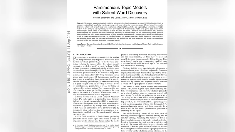 Parsimonious Topic Models with Salient Word Discovery