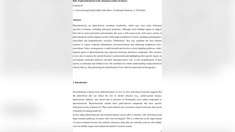 Role of phytochemicals in the chemoprevention of tumors