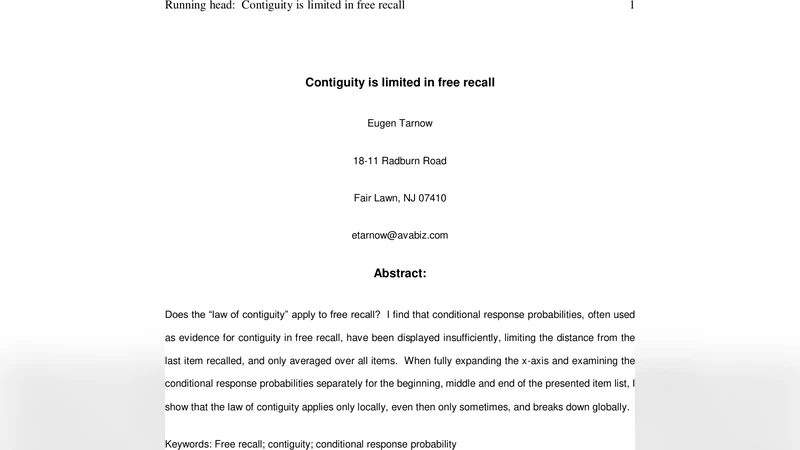 Contiguity is limited in free recall