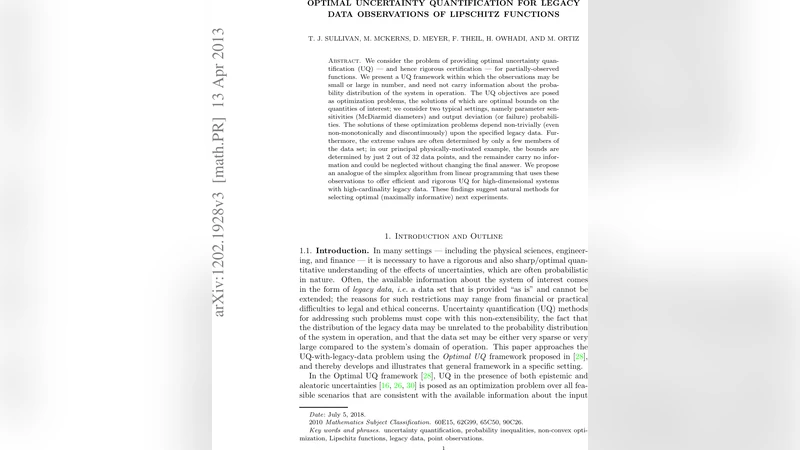 Optimal uncertainty quantification for legacy data observations of   Lipschitz functions