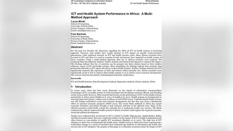 ICT and Health System Performance in Africa: A Multi-Method Approach