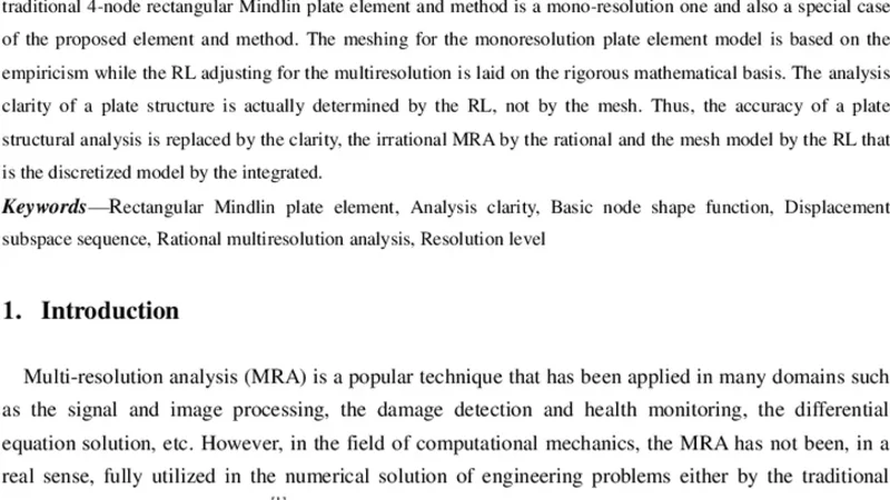 Multiresolution finite element method based on a new locking-free   rectangular Mindlin plate element