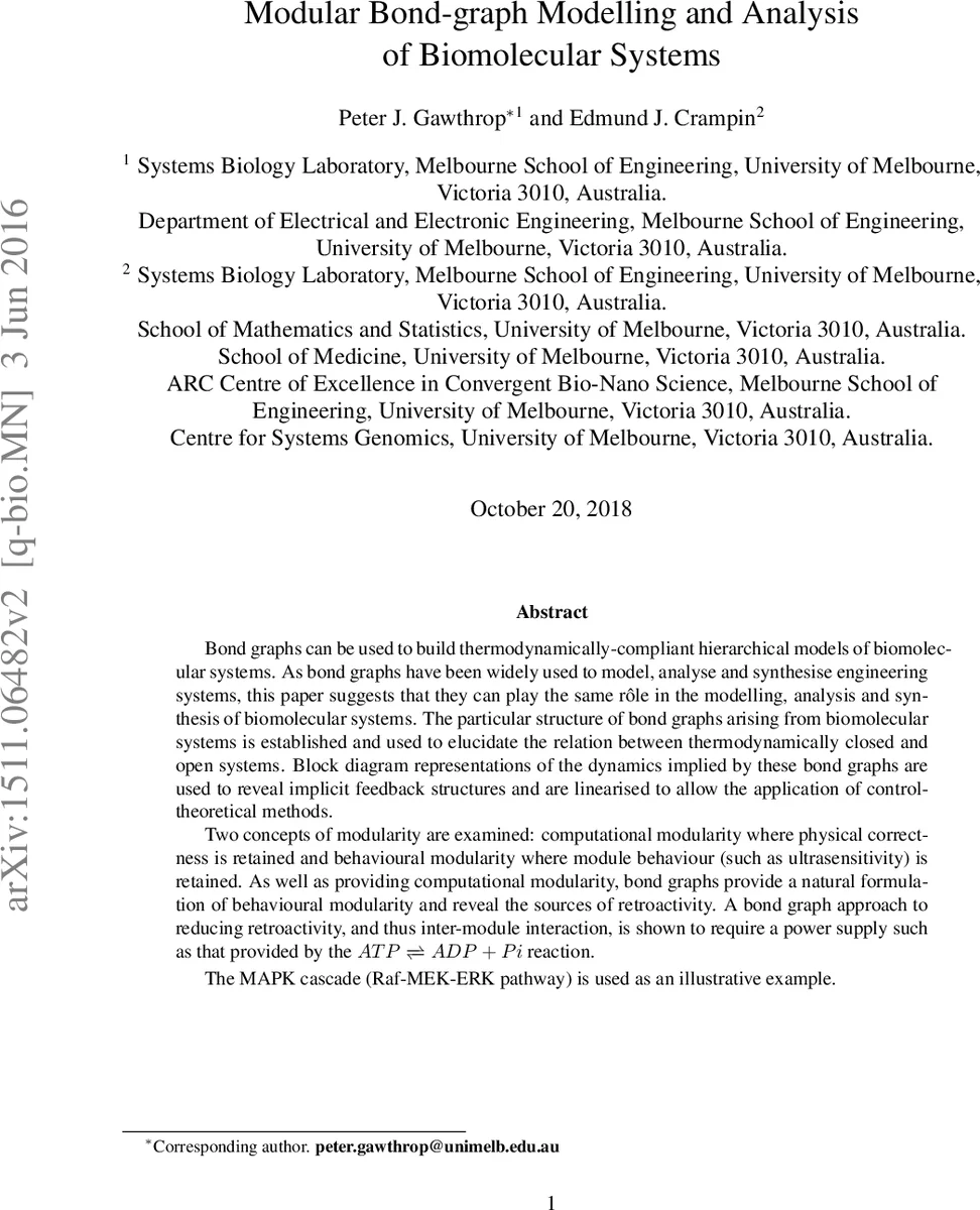 Modular Bond-graph Modelling and Analysis of Biomolecular Systems