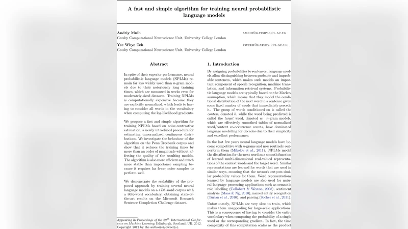 A Fast and Simple Algorithm for Training Neural Probabilistic Language   Models