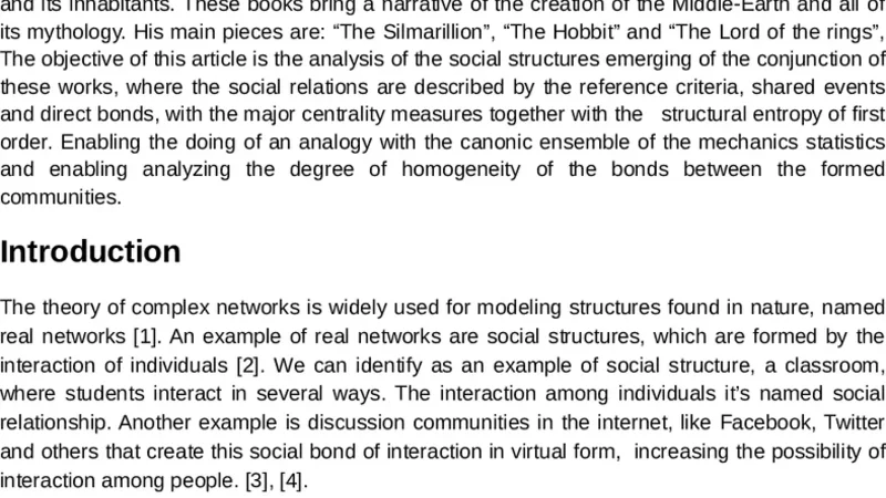 The complex social network from The Lord of The Rings