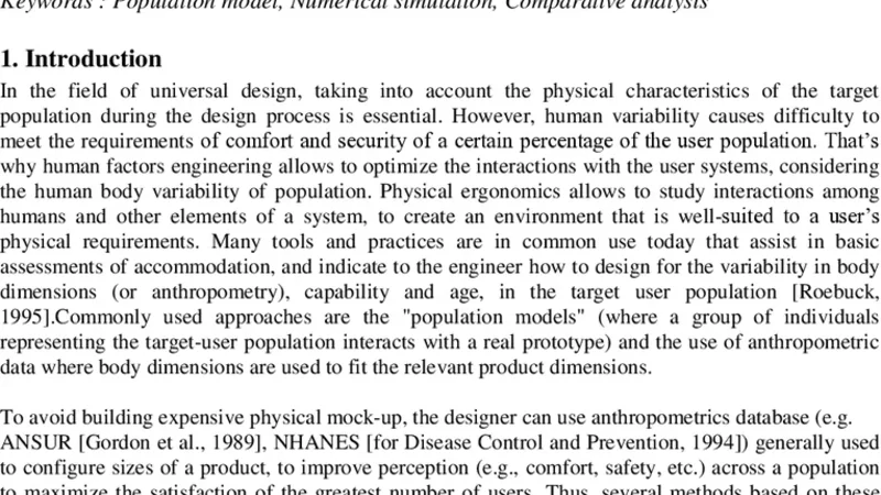 Study of human accessibility: physical tests versus numerical simulation