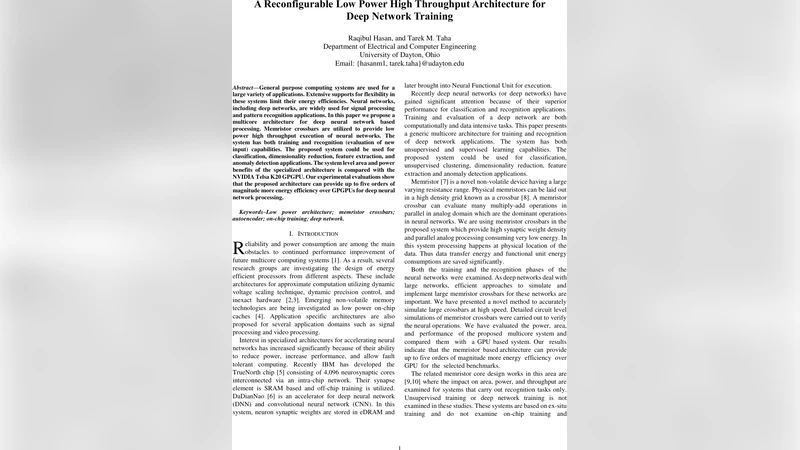 A Reconfigurable Low Power High Throughput Architecture for Deep Network   Training