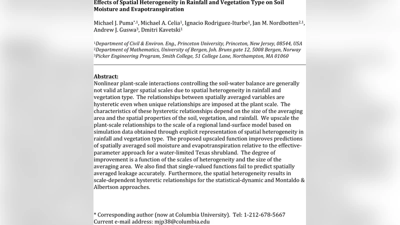 Effects of Spatial Heterogeneity in Rainfall and Vegetation Type on Soil   Moisture and Evapotranspiration