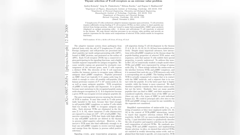 Thymic selection of T-cell receptors as an extreme value problem