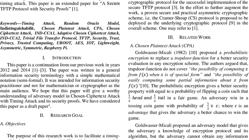 Adversary Model: Adaptive Chosen Ciphertext Attack with Timing Attack